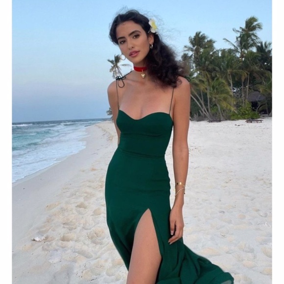 NEW Reformation Juliette Dress Emerald 10 - Picture 1 of 17